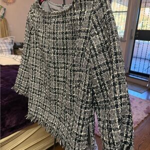 Anne Klein Black and White Tweed Sweater Skirt Set